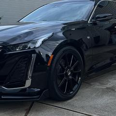 Mobile car detailing in Charlotte, NC: Black Cadillac CT5 with deep gloss after a ceramic coating
